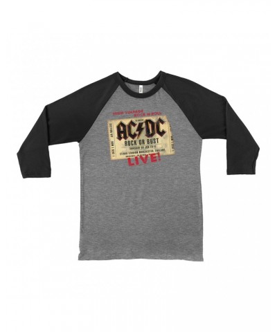 AC/DC 3/4 Sleeve Baseball Tee | Rock or Bust Manchester England Concert Ticket Shirt $14.08 Shirts