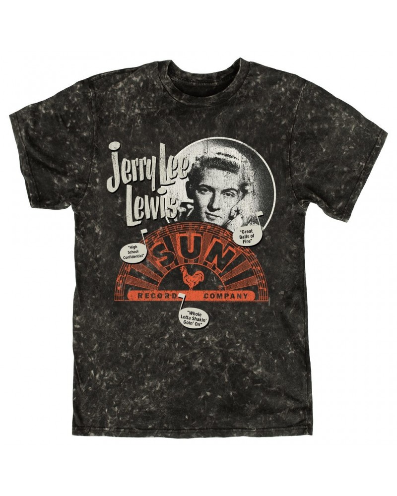 Jerry Lee Lewis Sun Records T-shirt | Singles Design Sun Records Mineral Wash Shirt $9.58 Shirts