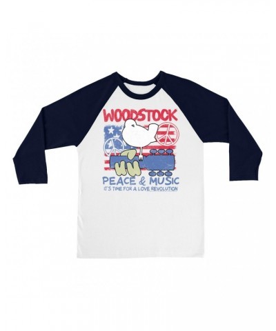 Woodstock 3/4 Sleeve Baseball Tee | Americana Peace & Love Shirt $14.68 Shirts