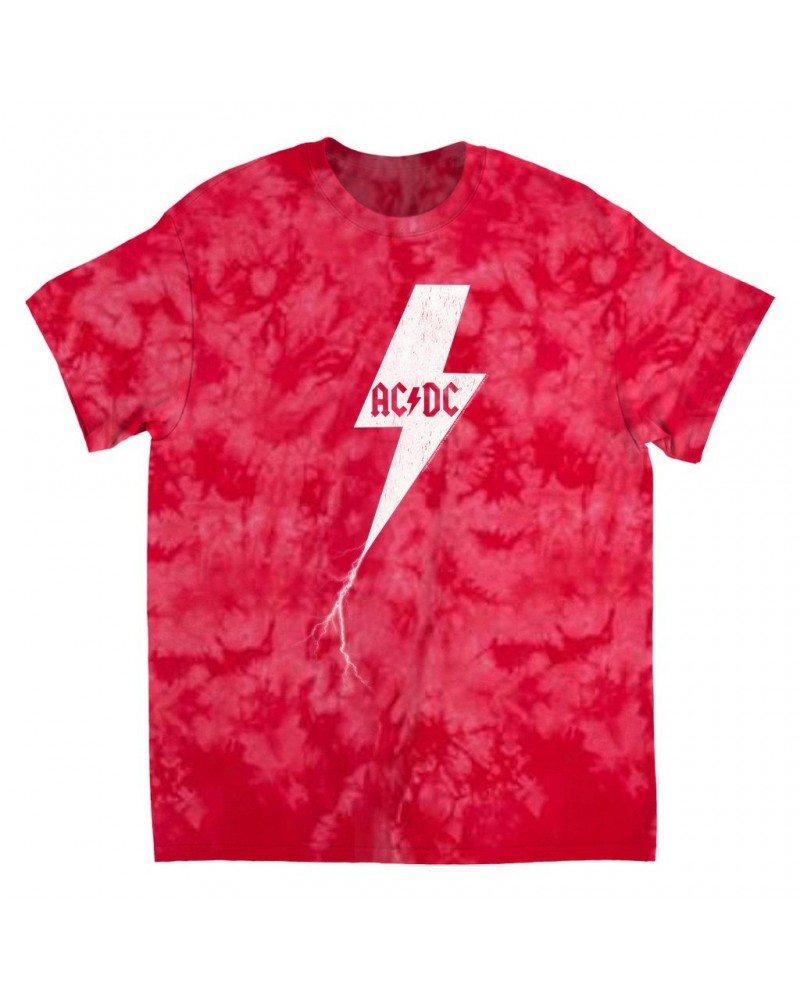 AC/DC T-Shirt | Lightning Bolt Strike Logo Distressed Tie Dye Shirt $9.70 Shirts