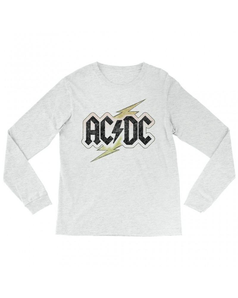 AC/DC Long Sleeve Shirt | Gold Bolt Logo Distressed Shirt $9.88 Shirts