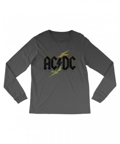 AC/DC Long Sleeve Shirt | Gold Bolt Logo Distressed Shirt $9.88 Shirts