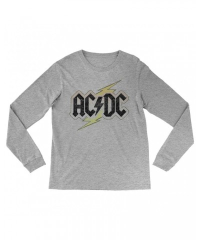 AC/DC Long Sleeve Shirt | Gold Bolt Logo Distressed Shirt $9.88 Shirts