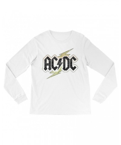 AC/DC Long Sleeve Shirt | Gold Bolt Logo Distressed Shirt $9.88 Shirts