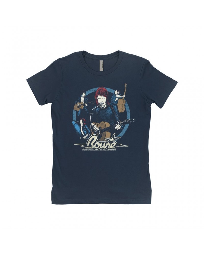 David Bowie Ladies' Boyfriend T-Shirt | Collage Design Distressed Shirt $10.73 Shirts