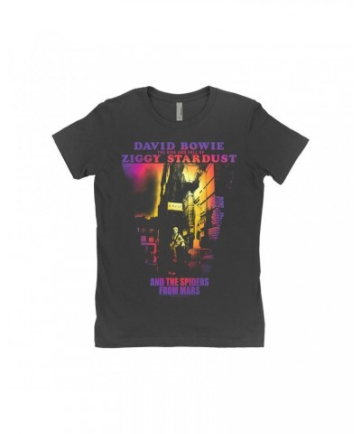 David Bowie Ladies' Boyfriend T-Shirt | Rainbow Ombre The Rise And Fall Of Ziggy Stardust Shirt $7.73 Shirts
