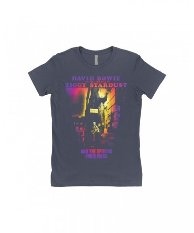 David Bowie Ladies' Boyfriend T-Shirt | Rainbow Ombre The Rise And Fall Of Ziggy Stardust Shirt $7.73 Shirts