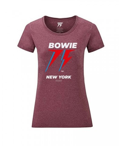 David Bowie Bowie 75 New York Womens Burgundy T-shirt $10.05 Shirts