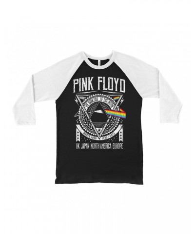 Pink Floyd 3/4 Sleeve Baseball Tee | Dark Side Of The Moon World Tour 1972-1973 Shirt $12.58 Shirts