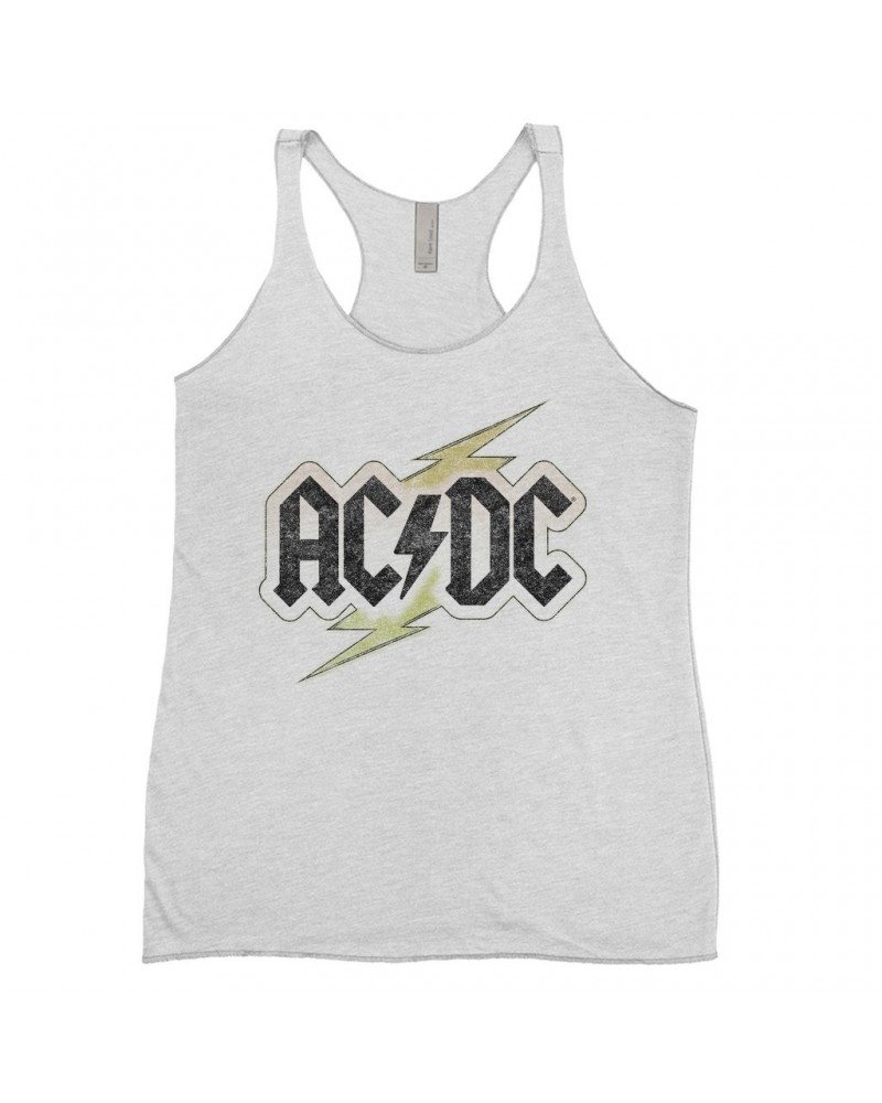 AC/DC Ladies' Tank Top | Gold Bolt Logo Distressed Shirt $13.32 Shirts