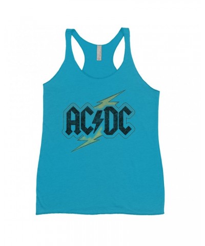 AC/DC Ladies' Tank Top | Gold Bolt Logo Distressed Shirt $13.32 Shirts