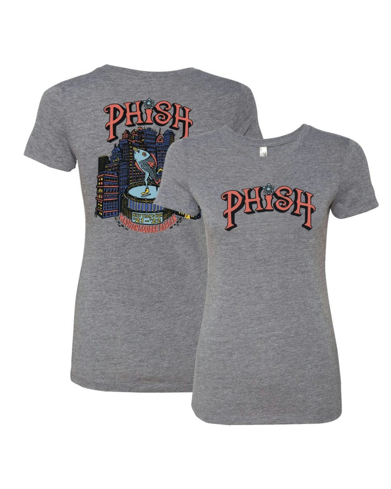 Phish Women’s Pollock Skating New Year’s Run Tee on Heather Grey $5.95 Shirts