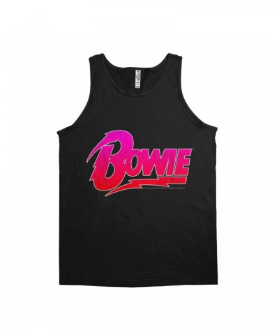 David Bowie Unisex Tank Top | Pink and Red Bowie Logo Shirt $7.73 Shirts