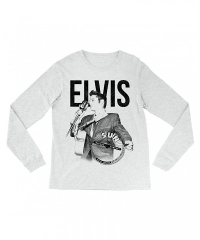 Elvis Presley Sun Records Long Sleeve Shirt | Solo Live Black Distressed Sun Records Shirt $14.08 Shirts