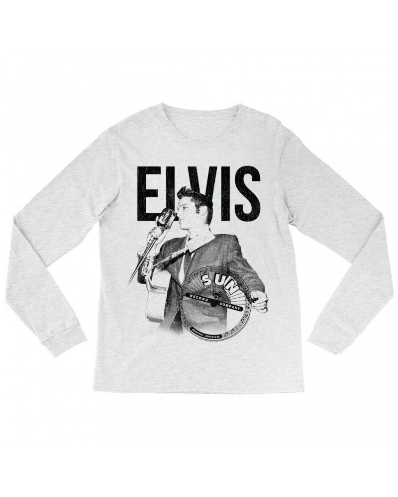 Elvis Presley Sun Records Long Sleeve Shirt | Solo Live Black Distressed Sun Records Shirt $14.08 Shirts