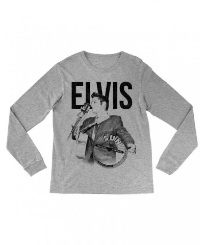 Elvis Presley Sun Records Long Sleeve Shirt | Solo Live Black Distressed Sun Records Shirt $14.08 Shirts