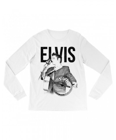 Elvis Presley Sun Records Long Sleeve Shirt | Solo Live Black Distressed Sun Records Shirt $14.08 Shirts