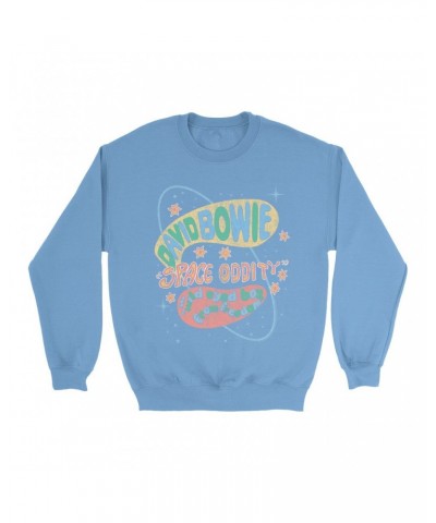 David Bowie Bright Colored Sweatshirt | Pastel Space Oddity Distressed Sweatshirt $15.73 Sweatshirts