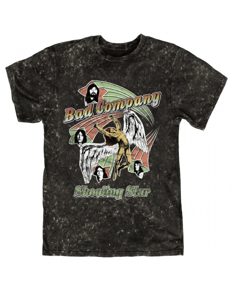 Bad Company T-shirt | Retro Shooting Star '75 Distressed Mineral Wash Shirt $10.78 Shirts