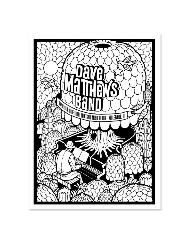 Dave Matthews Band Coloring Show Poster - Noblesville IN - 6/28/19 $5.10 Decor