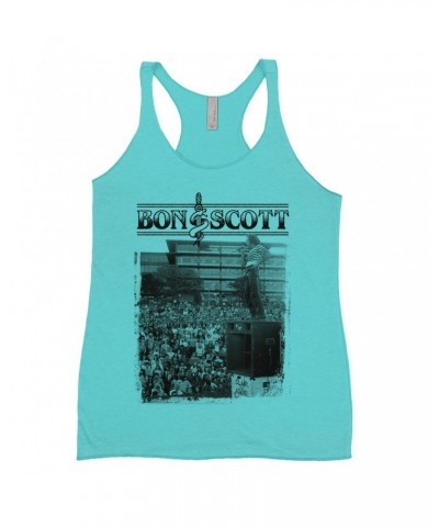 Bon Scott Ladies' Tank Top | Black And White Snake & Dagger Concert Photo Shirt $13.61 Shirts