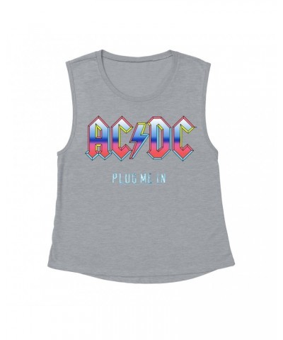 AC/DC Ladies' Muscle Tank Top | Plug Me In Pastel Design Shirt $12.19 Shirts