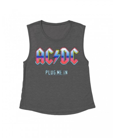 AC/DC Ladies' Muscle Tank Top | Plug Me In Pastel Design Shirt $12.19 Shirts