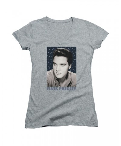 Elvis Presley Junior's V-Neck Shirt | BLUE SPARKLE Junior's Tee $8.46 Shirts