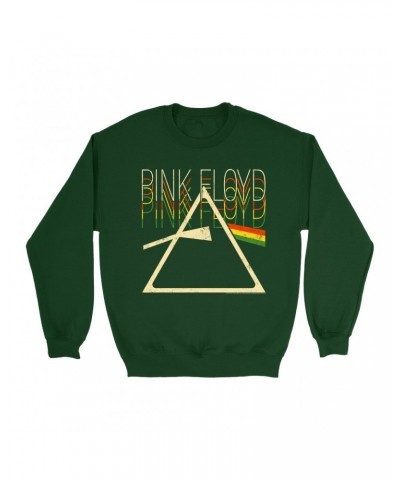 Pink Floyd Sweatshirt | Retro Multi-Color Dark Side Of The Moon Prism Distressed Sweatshirt $13.63 Sweatshirts