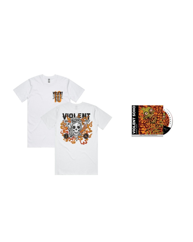 Violent Soho Blazin' Skull Hungry Ghost Anniversary Tee (White) & Hungry Ghost (10th Anniversary Edition) CD $14.29 CD
