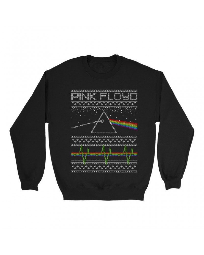 Pink Floyd Sweatshirt | Dark Side Of The Moon Holiday Needlepoint Sweatshirt $14.68 Sweatshirts