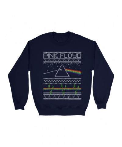 Pink Floyd Sweatshirt | Dark Side Of The Moon Holiday Needlepoint Sweatshirt $14.68 Sweatshirts